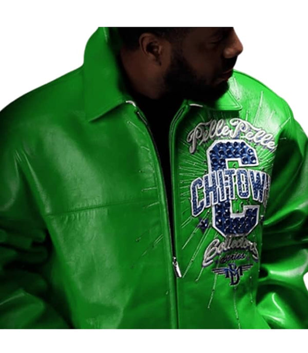 Chitown Pelle Pelle Green Leather Mens Jacket