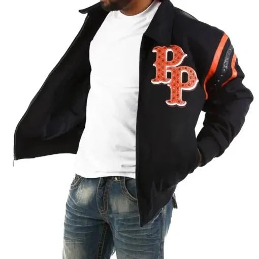 Pelle Pelle Mens Black & Orange Detroit 1978 Jacket